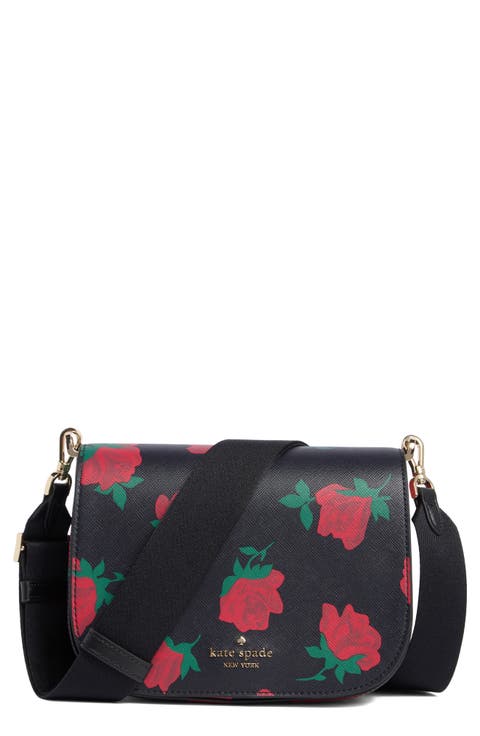 madison rose toss print saddle bag