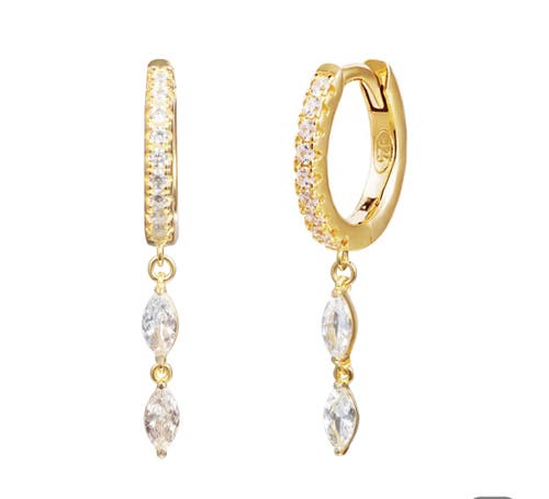 Mazin Jewels Double Marquis Huggies In Gold