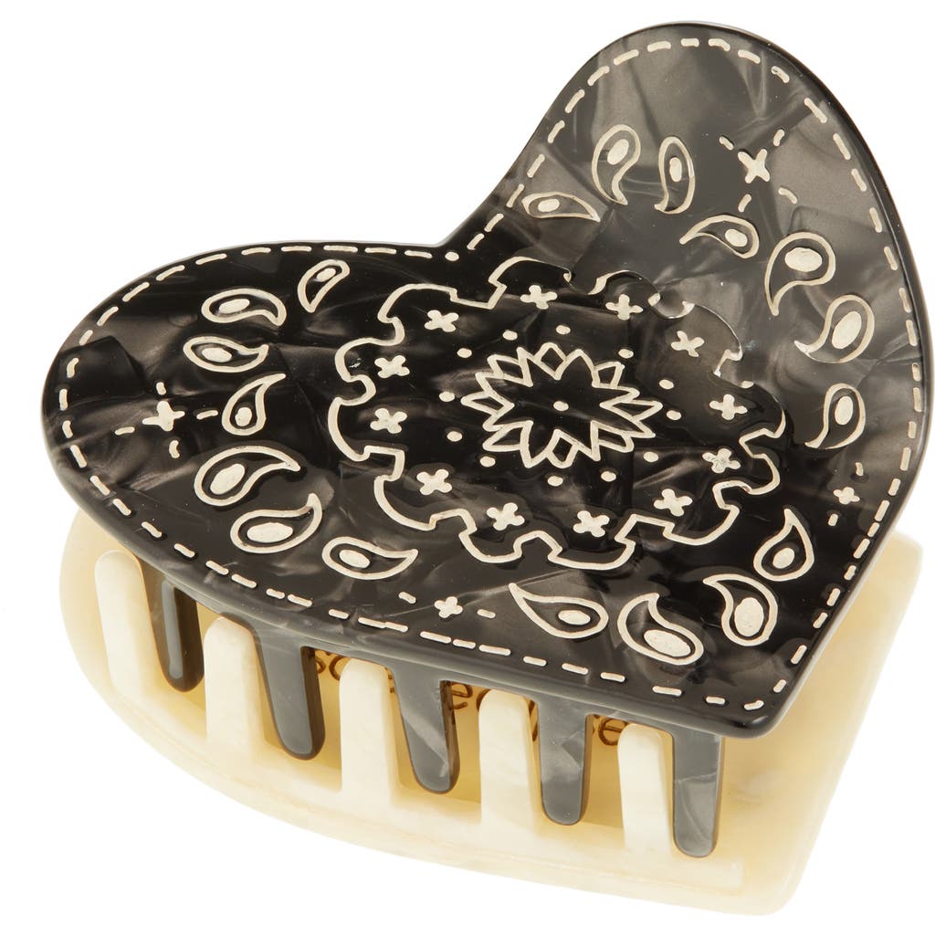 Solar Eclipse Paisley Heart Claw Hair Clip In Multi