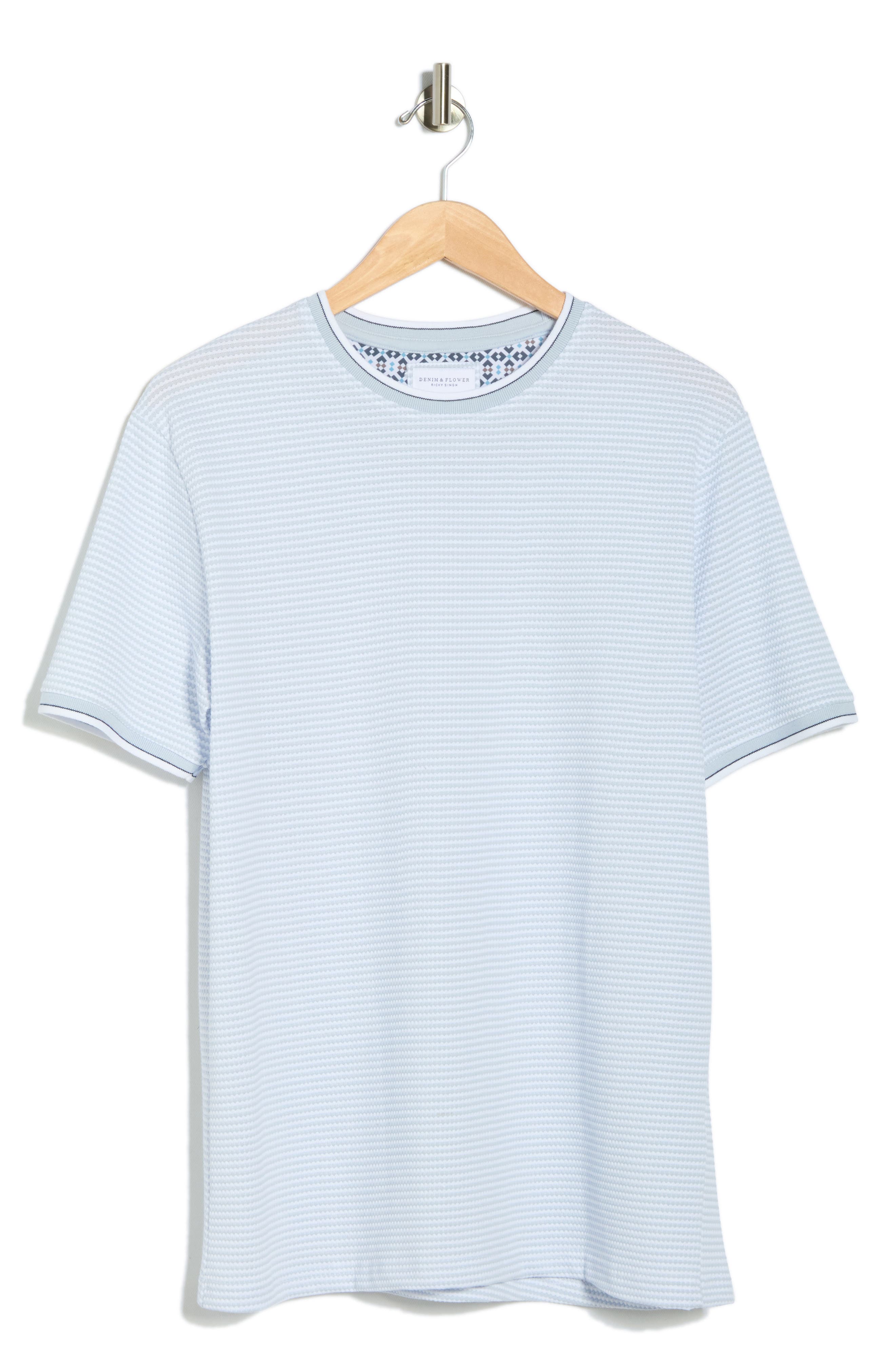 DENIM AND FLOWER Textured Stripe Crewneck T-Shirt