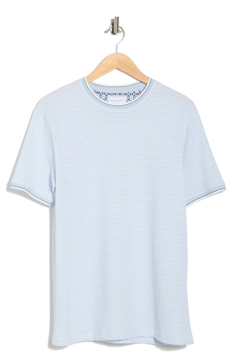 DENIM AND FLOWER Textured Stripe Crewneck T-Shirt, Main, color, Light Blue