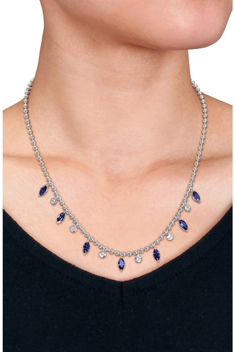 Lab Created Sapphire & Lab Created White Sapphire Necklace, Alternate, color, BLUE