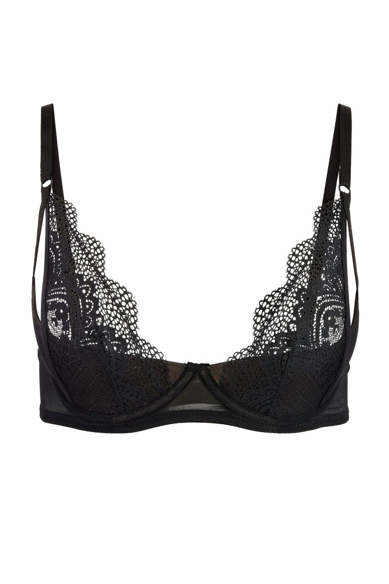 Kaia Unlined Quarter Cup Bra, Alternate, color, Charcoal