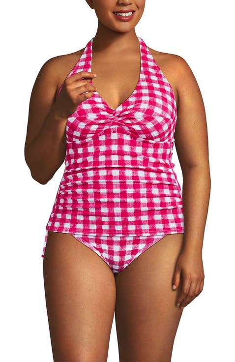 Plus Size Twist Halter Tankini Top