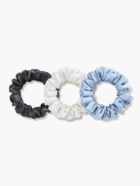 3Pcs Bundle Pure Silk Classic Hair Scrunchies - 2cm