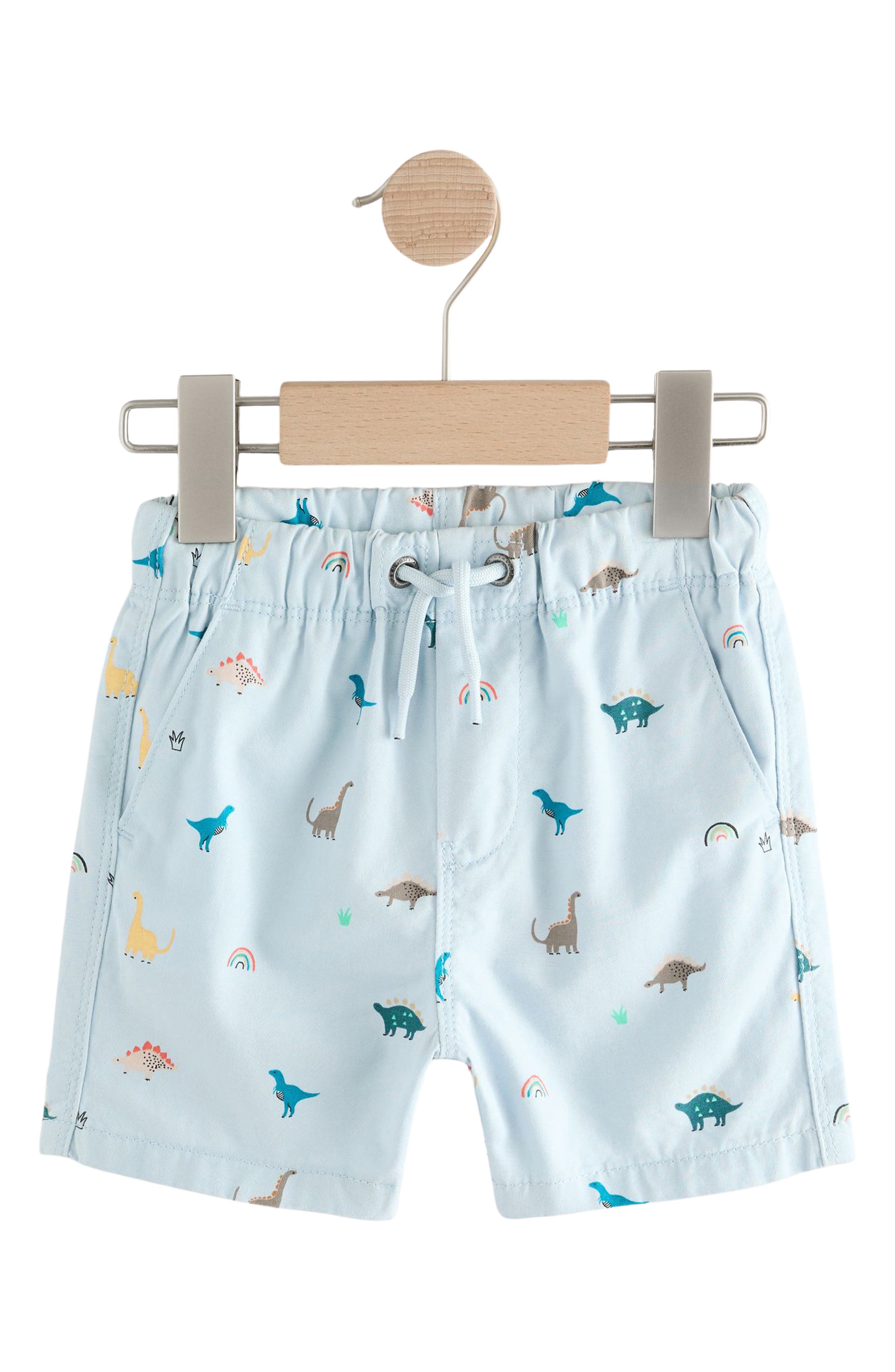 NEXT Kids' Dino Print Cotton Drawstring Shorts