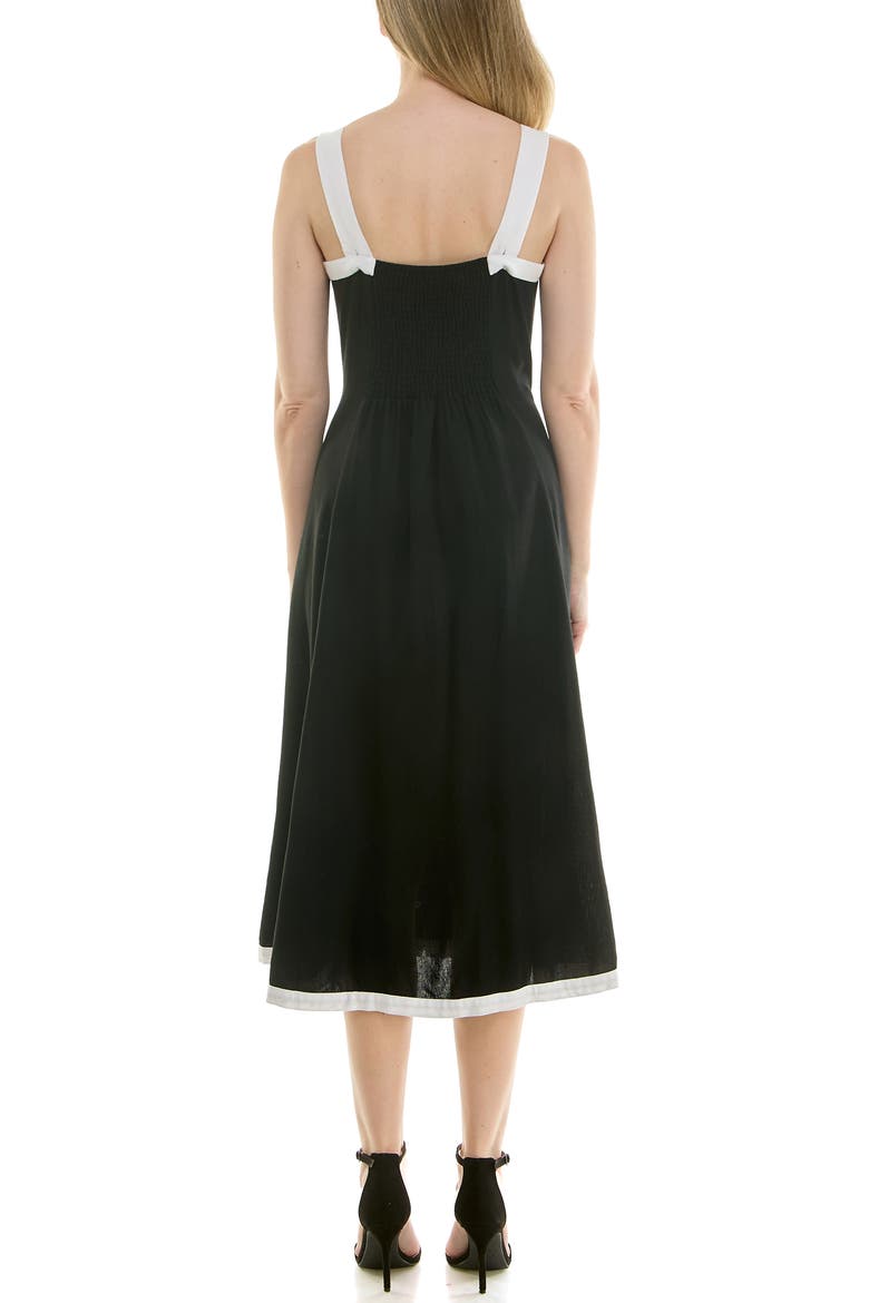 Square Neck Fit & Flare Midi Dress, Alternate, color, BLACK / IVORY