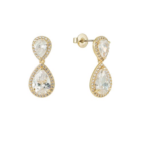Untamed Petals Aspen Crystal Drop Earrings In Gold