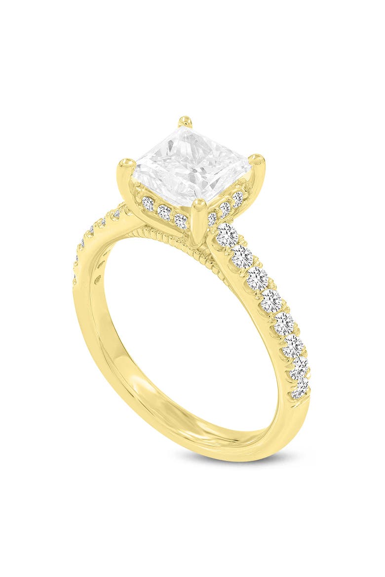 Aneliya 14K Yellow Gold Princess Cut Lab Grown Diamond Hidden Halo Engagement Ring - 1.95 Ct, Main, color, 14K Yellow Gold