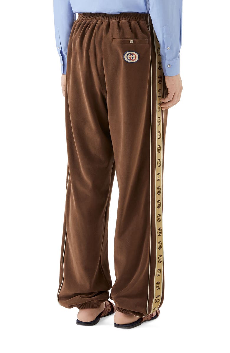 Gucci Interlocking-G Stripe Velour Jogger Pants, Alternate, color, 