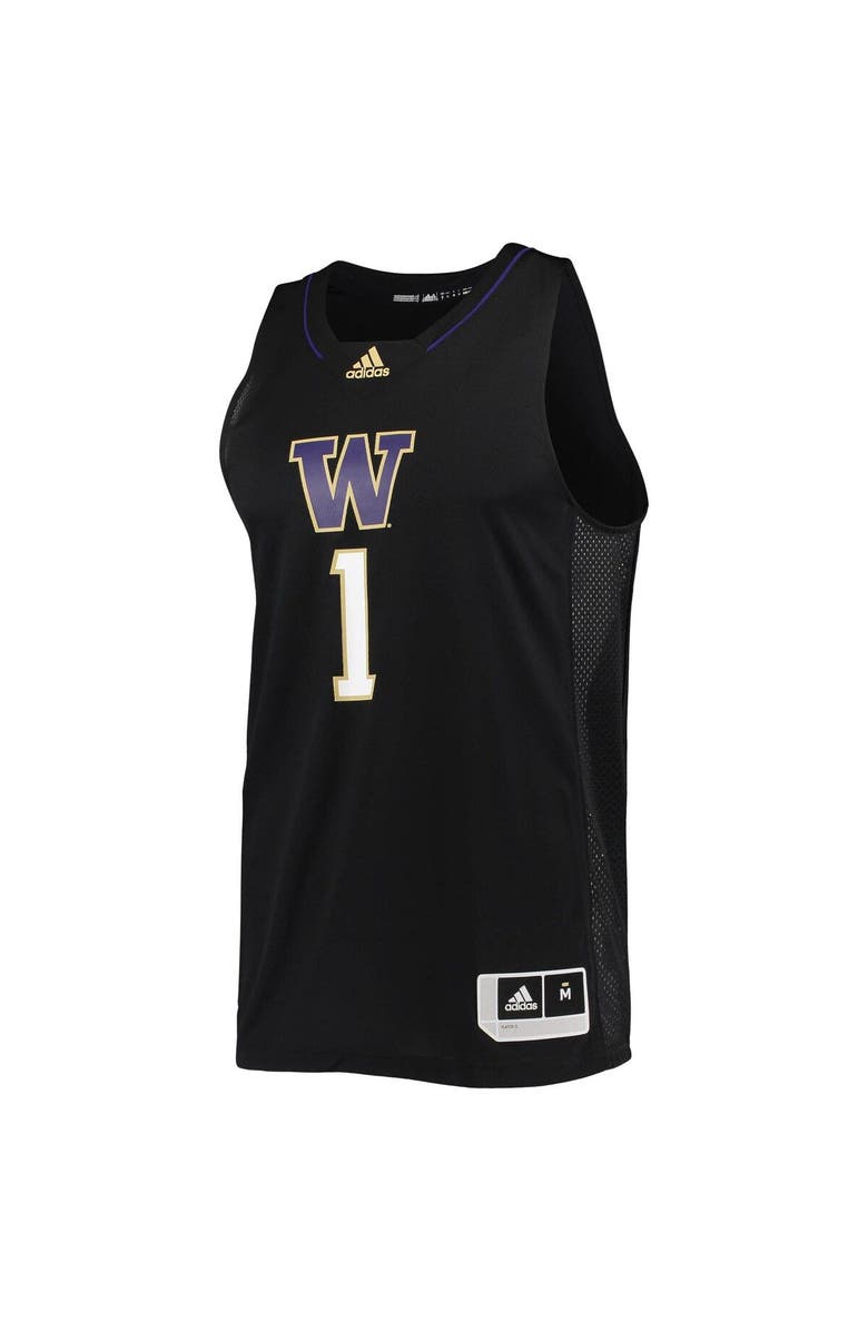 adidas Men's adidas #1 Black Washington Huskies Swingman Basketball Jersey, Alternate, color, Black