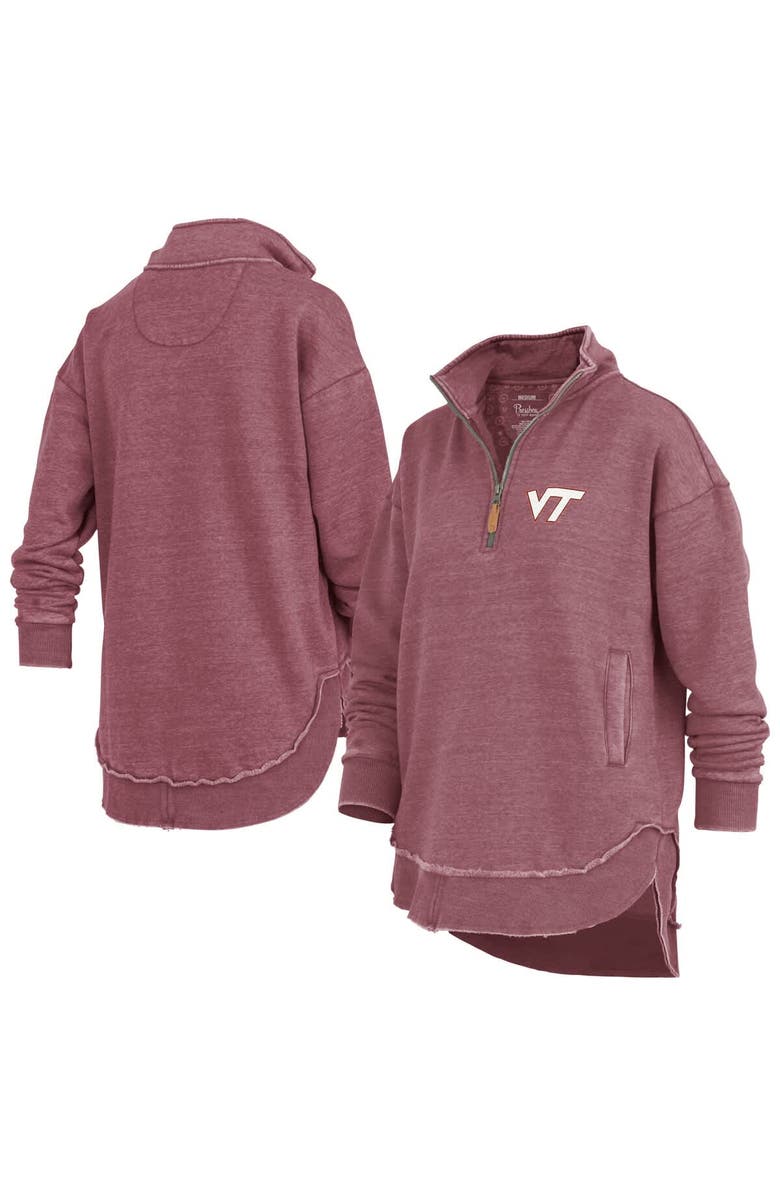 PRESSBOX Women's Pressbox Maroon Virginia Tech Hokies Northfork Sojourn Poncho Quarter-Zip Sweatshirt, Main, color, Maroon