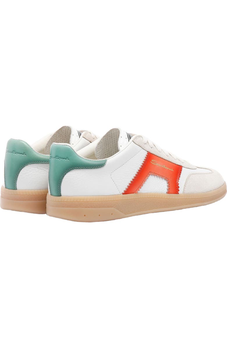 Santoni Women's leather and suede DBS Oly sneaker, Alternate, color, White/ Orange