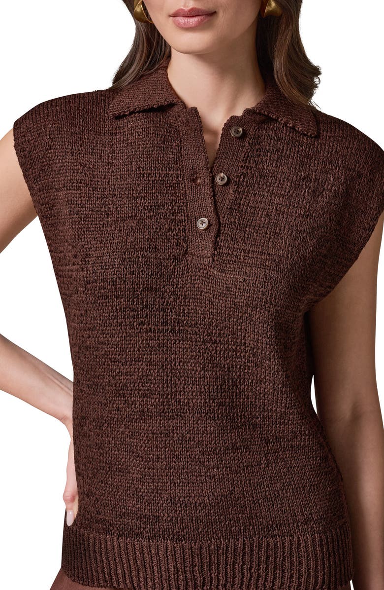 Donna Karan New York Sleeveless Polo Sweater, Alternate, color, Canyon