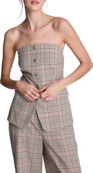Kenneth Cole Plaid Strapless Vest