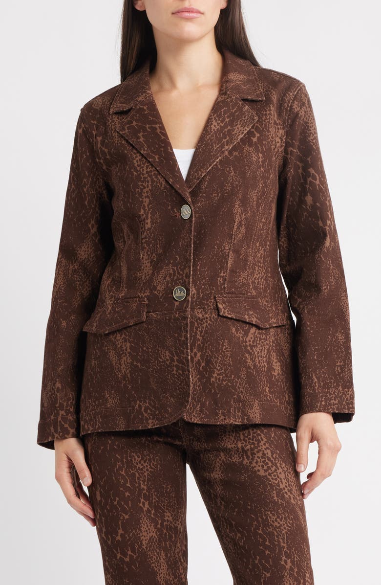 CITY BLUES Flap Pocket Denim Blazer, Alternate, color, Brown