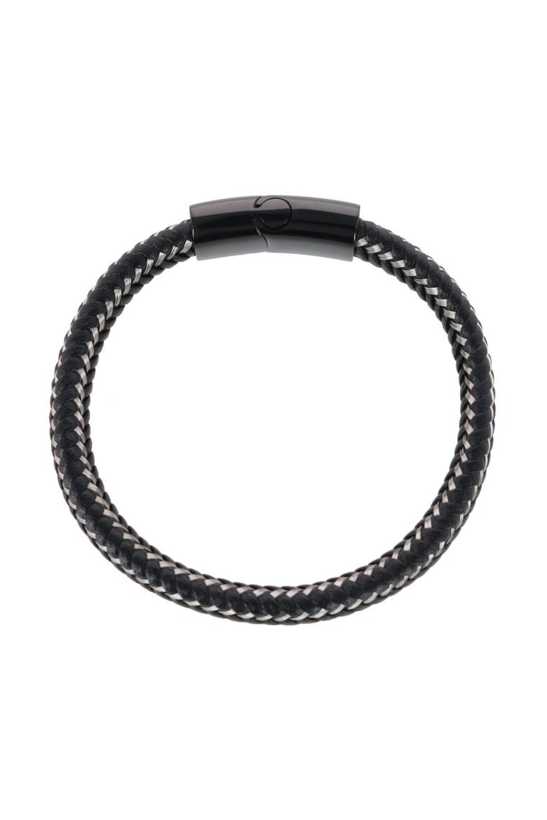 Loose Fit Esteban Black and Silver Braided Bracelet, Alternate, color, Black