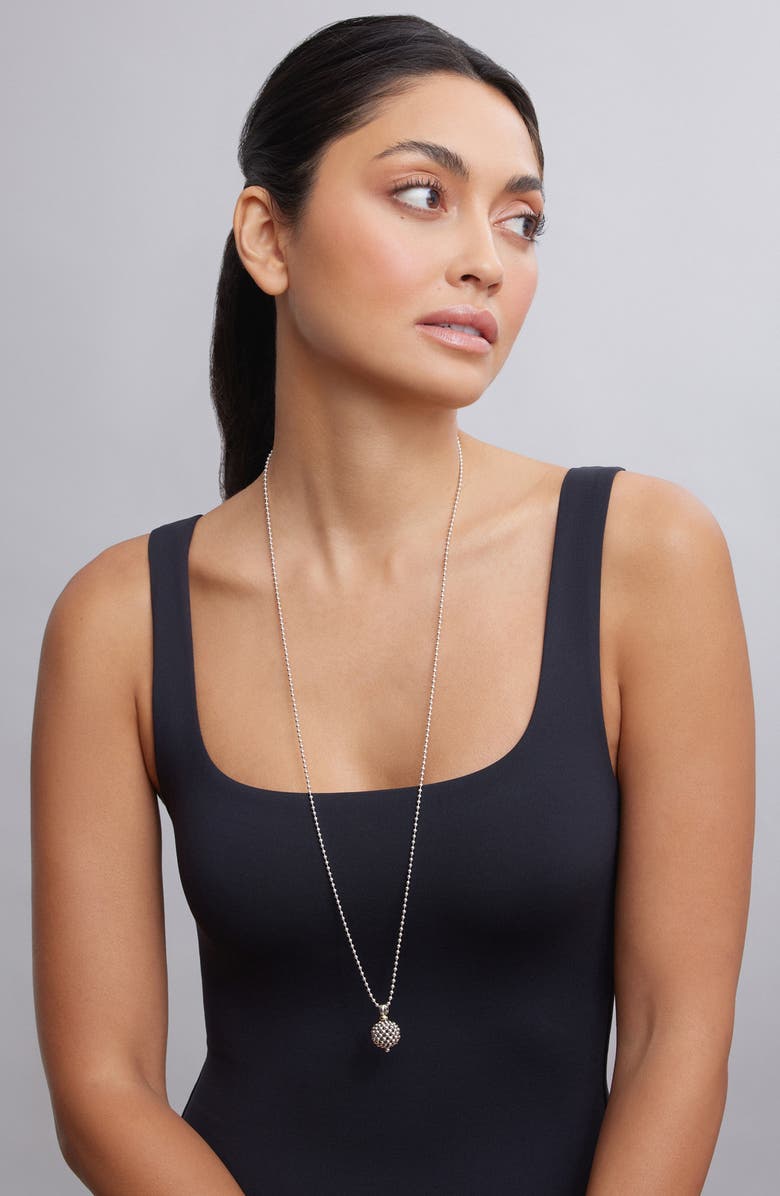 LAGOS Sterling Silver Ball Long Pendant Necklace, Alternate, color, Caviar Ball