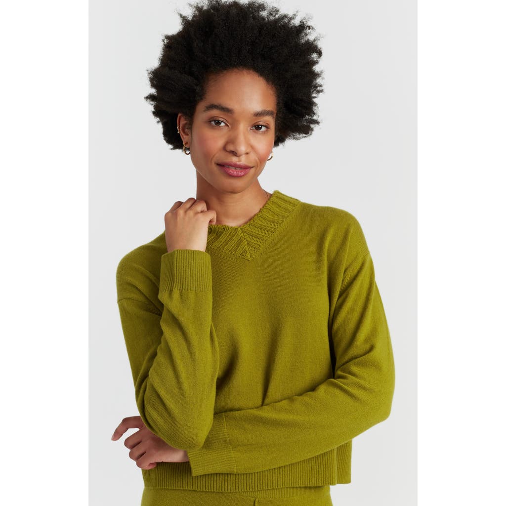 Chinti & Parker Wool-cashmere Ribbed V-neck Sweater In Green