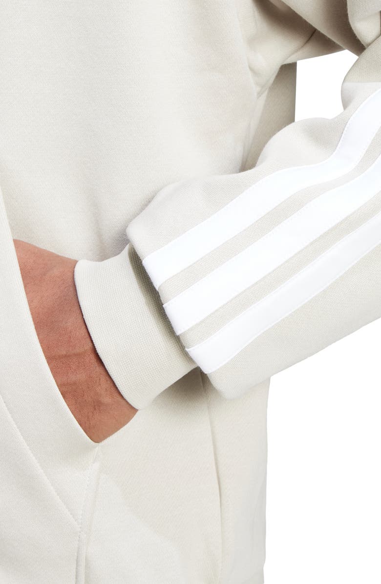 adidas Essential 3-Stripes Fleece Hoodie, Alternate, color, Wonder Alumina/ White