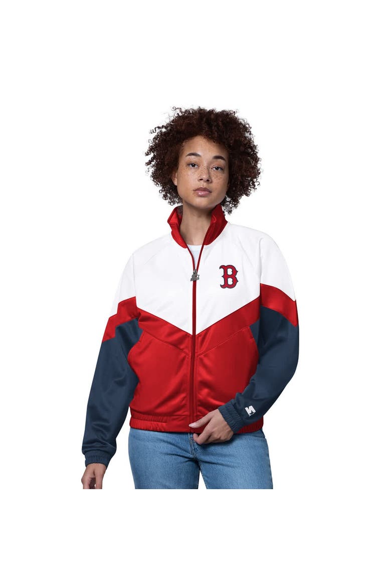 Women's Starter  White/Red Boston Red Sox Teamwork Raglan Full-Zip Track Jacket, Main, color, White