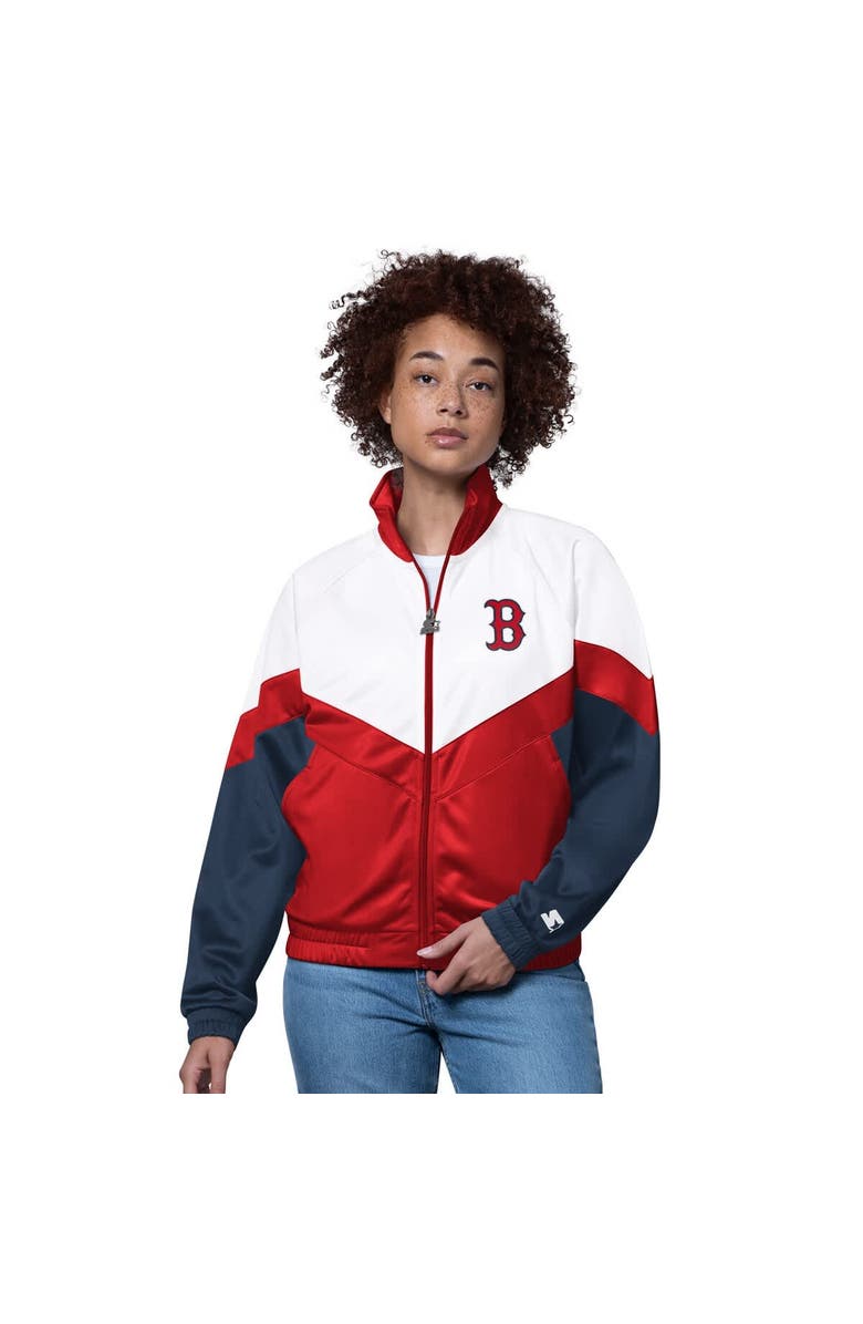STARTER Women's Starter White/Red Boston Red Sox Teamwork Raglan Full-Zip Track Jacket, Main, color, White