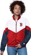 STARTER Women's Starter White/Red Boston Red Sox Teamwork Raglan Full-Zip Track Jacket