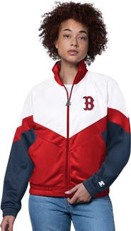 STARTER Women's Starter White/Red Boston Red Sox Teamwork Raglan Full-Zip Track Jacket
