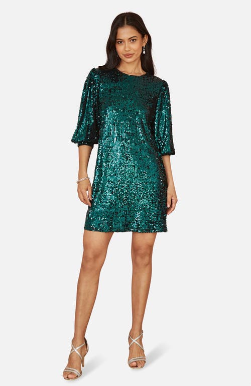 Yumi Balloon Sleeve Sequin Mini Dress In Animal Print