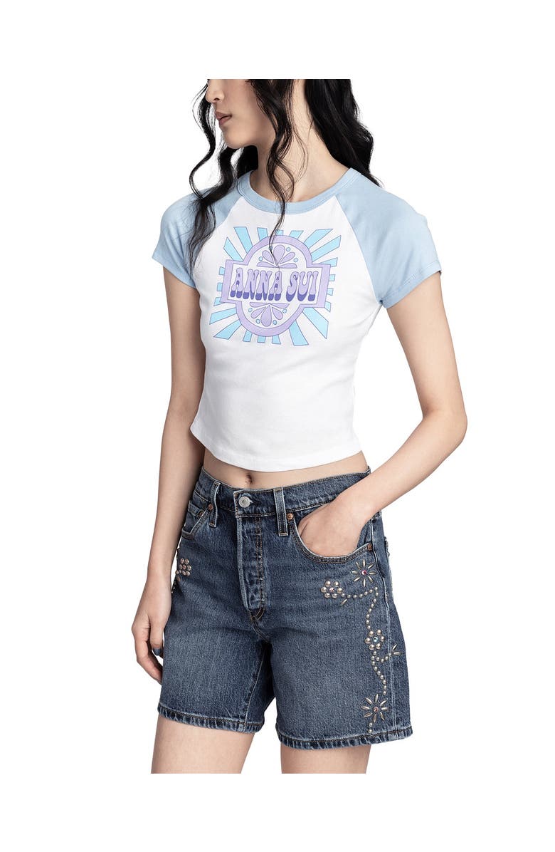 Anna Sui Studded Shorts, Alternate, color, Denim