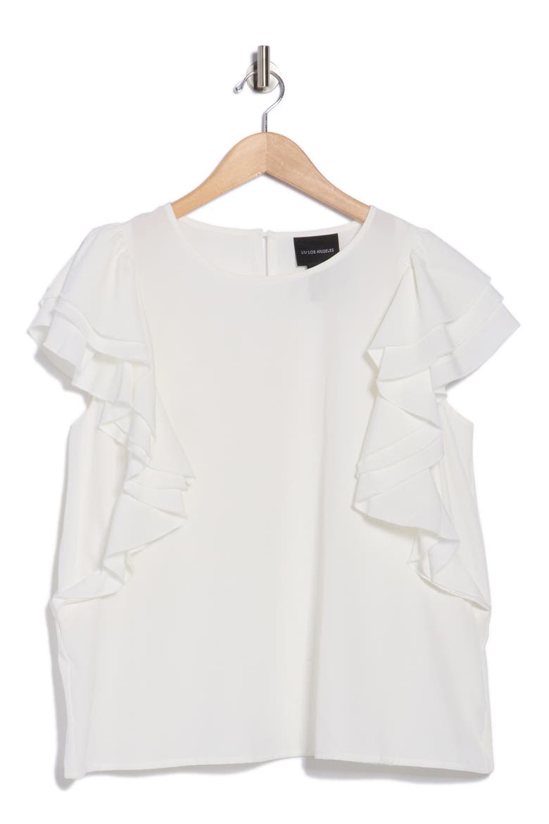 Flutter Sleeve Top, Alternate, color, WHITE