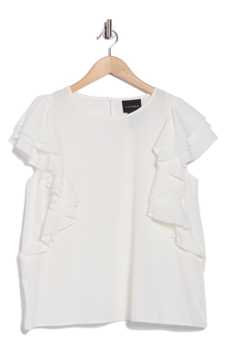Forgotten Grace Flutter Sleeve Top, Alternate, color, White