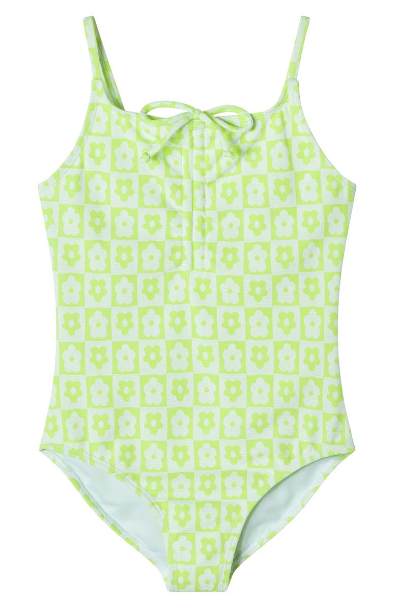 Andy & Evan Kids' Textured Floral One-Piece Swimsuit, Main, color, 
