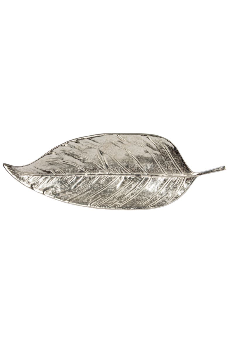 Aluminum Leaf Shaped Tray, Silver Finish, Alternate, color, Silver