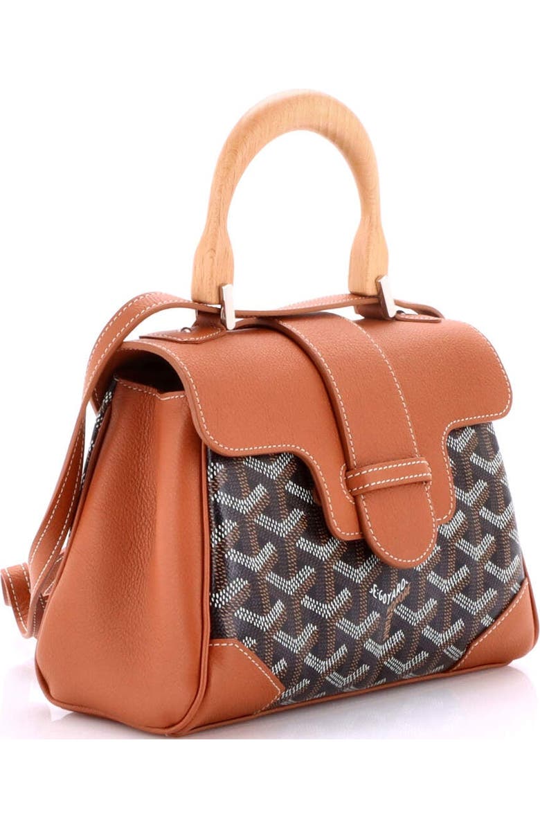 Pre-Owned Goyard Saigon Top Handle Bag Coated Canvas with Leather Mini, Alternate, color, Brown