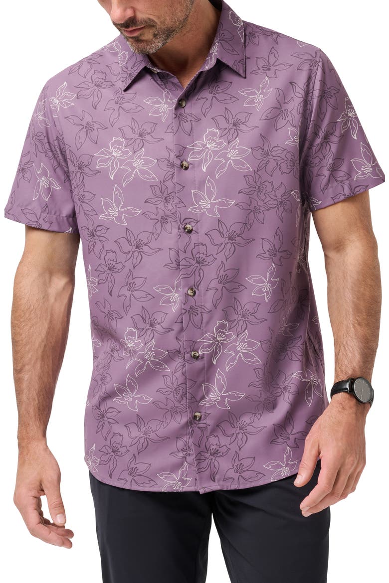 TechWoven Short Sleeve Button-Up Shirt, Main, color, MOONSCAPE