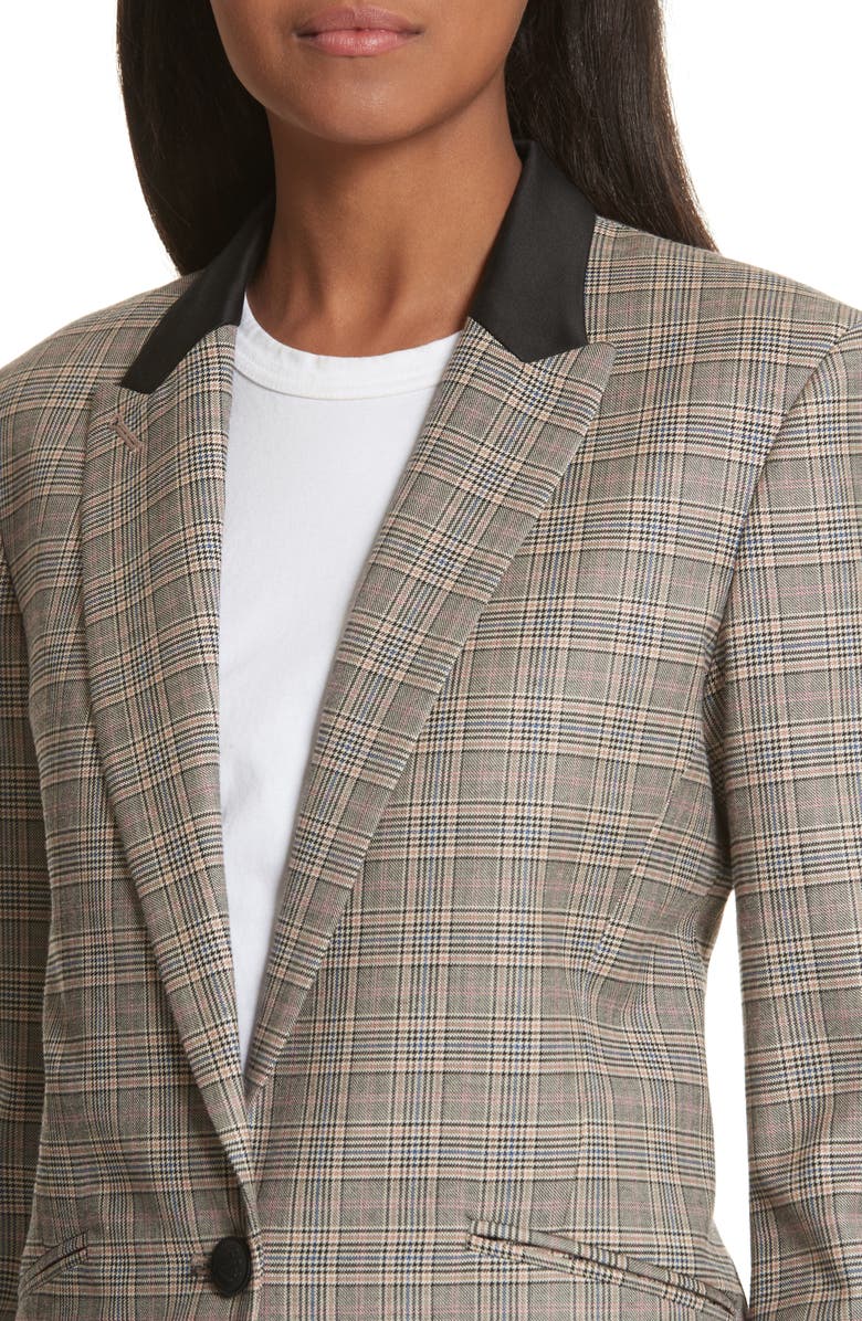 rag & bone Ridley Glen Plaid Wool & Cotton Blazer, Alternate, color, Black/ Ivory