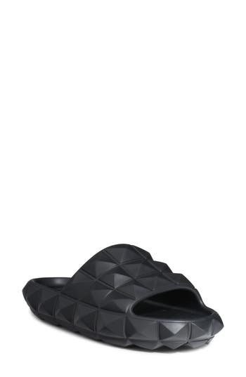 Valentino Signature Rockstud Slides In Nero