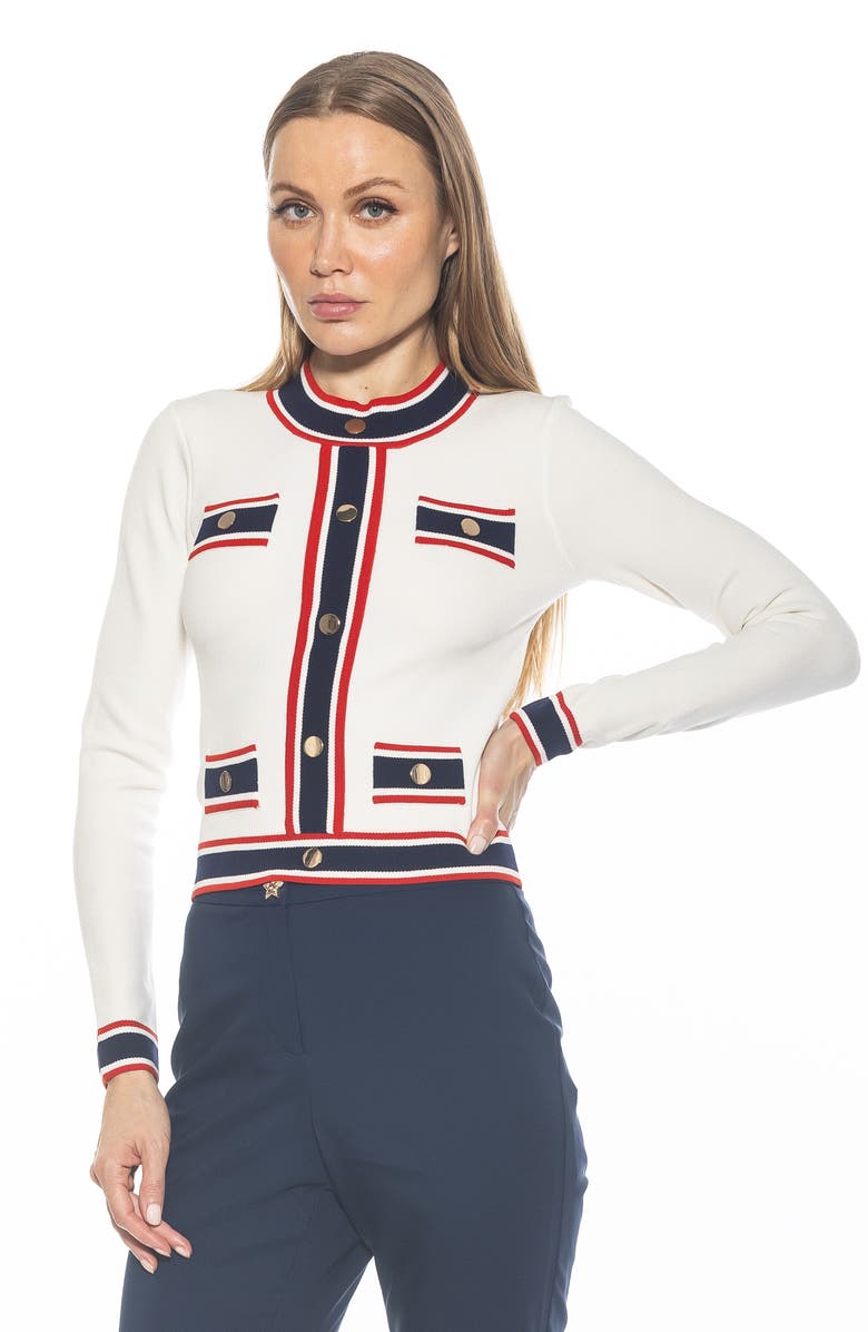 Alexia Admor Kiley Stripe Crop Sweater, Alternate, color, Ivory Multi