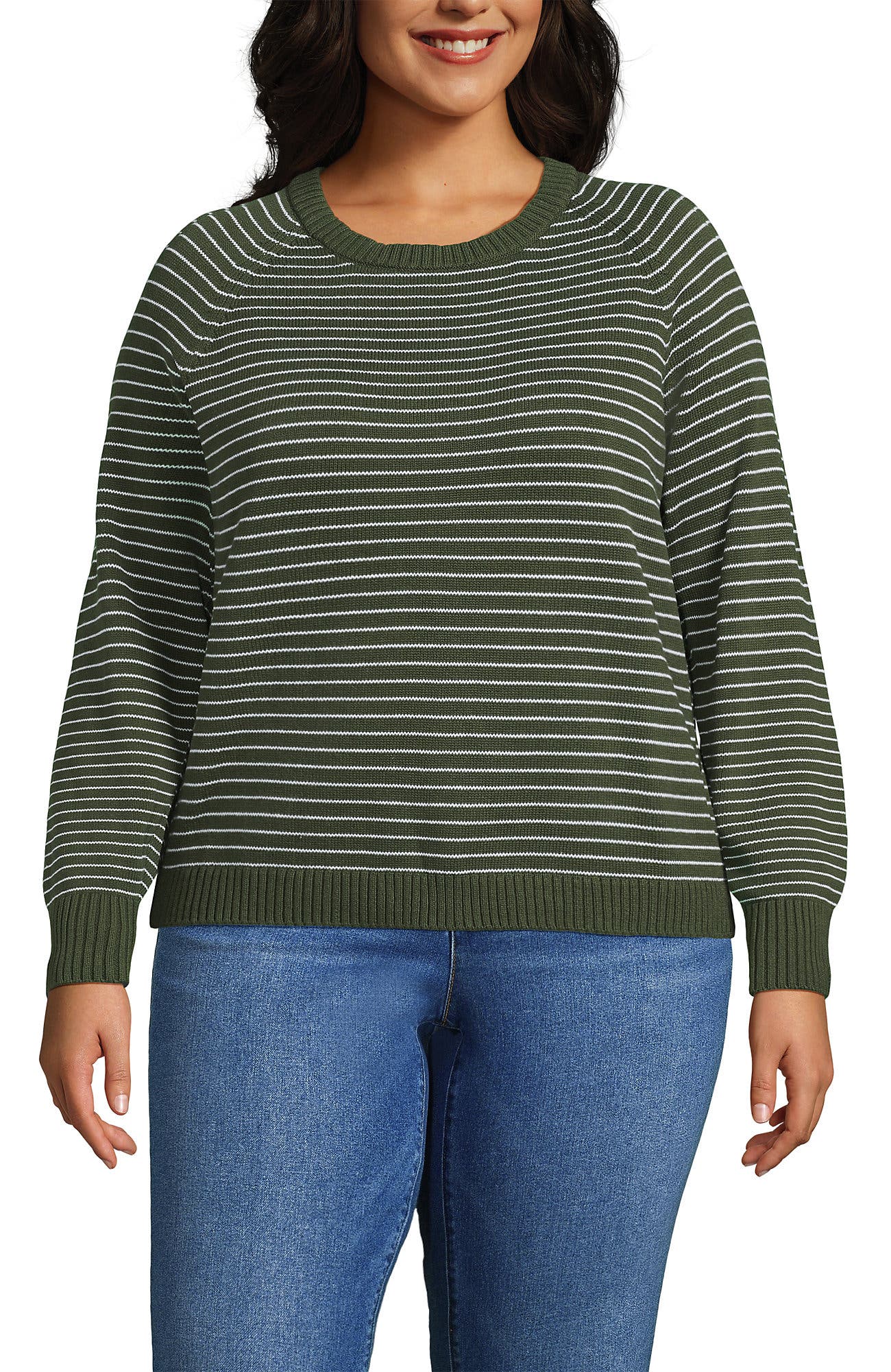 Plus Size Drifter Raglan Pointelle Crew Neck Sweater - image 3
