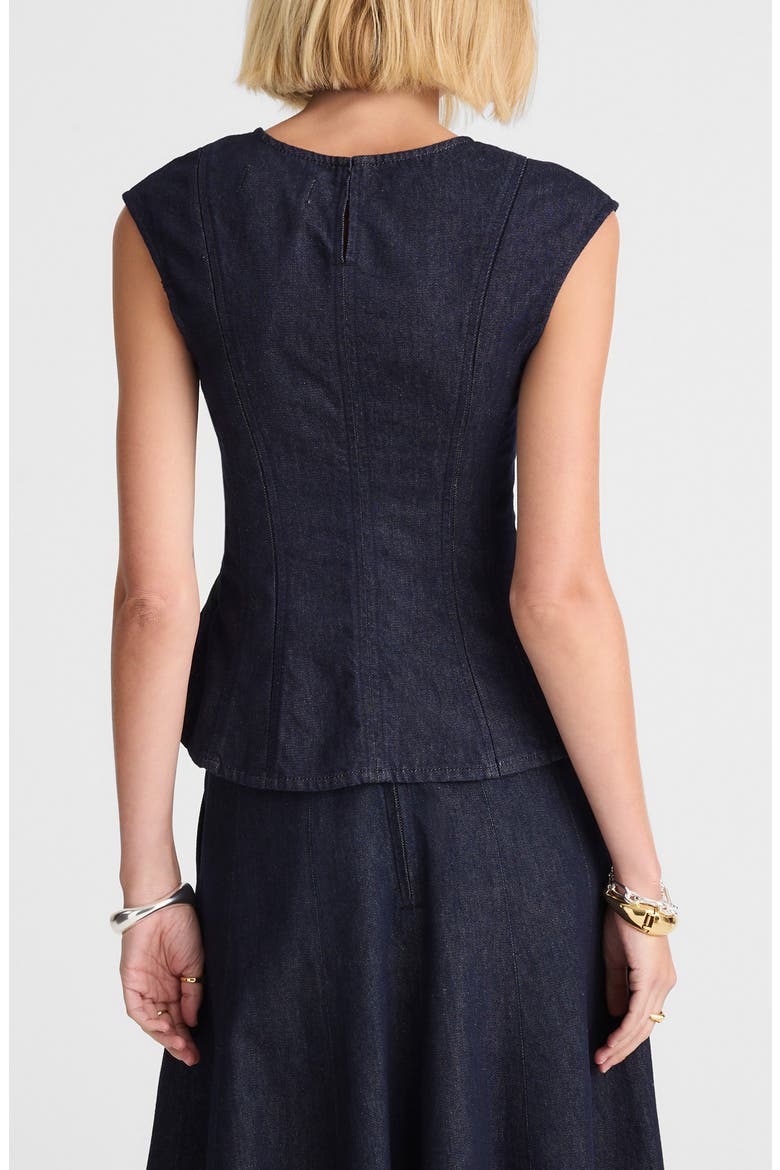 Seamed Scoop Neck Denim Top, Alternate, color, RINSE WASH