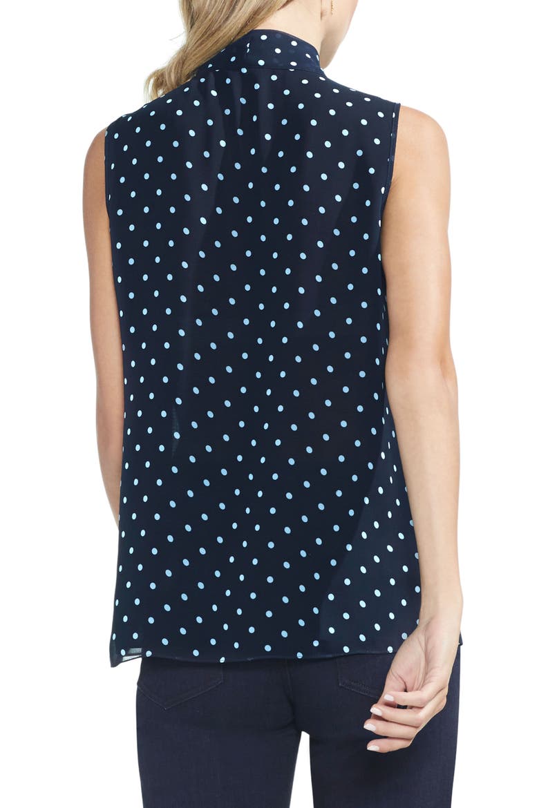 Romantic Dots Tie Neck Blouse, Alternate, color, CLASSIC NAVY