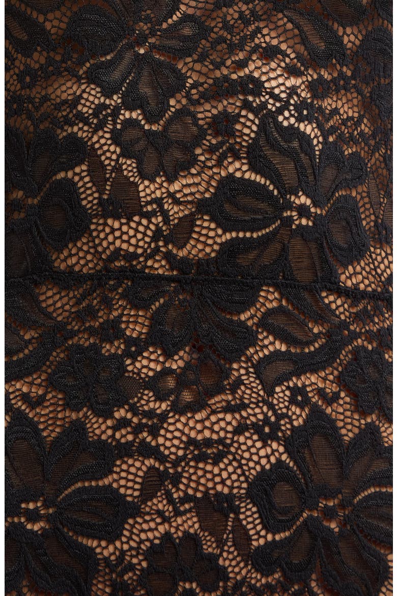Long Sleeve Floral Lace Catsuit, Alternate, color, BLACK