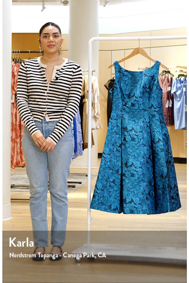 Floral Tapestry Fit & Flare Midi Cocktail Dress video