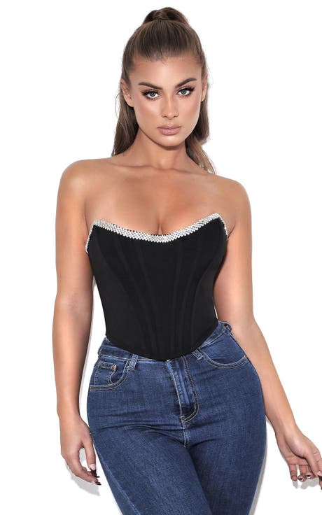Melanie Corset Top With Crystal Trim