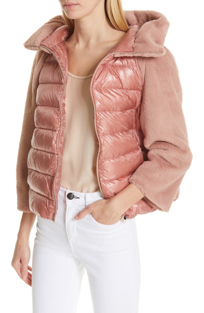 Herno Quilted Down Nylon & Faux Fur Puffer Jacket, Alternate, color, 