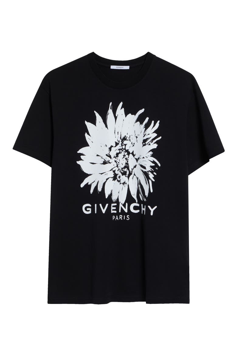 Flower Graphic Logo Cotton T-Shirt, Alternate, color, BLACK