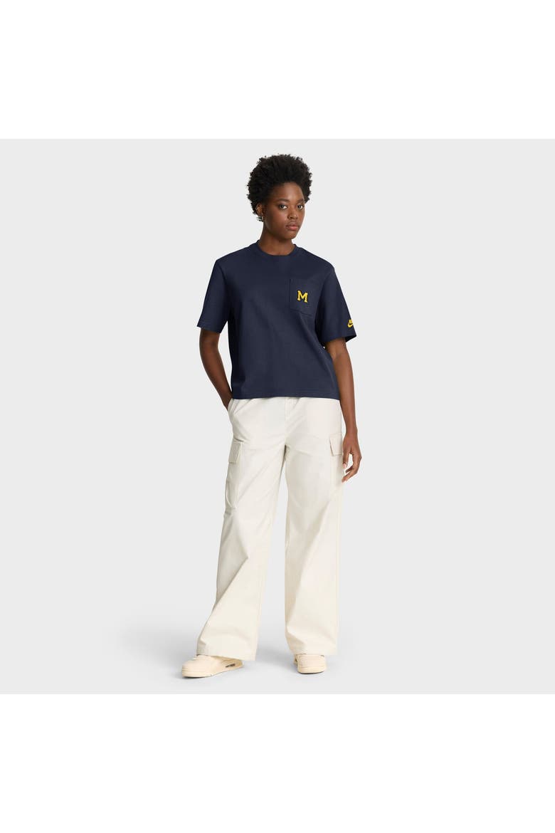 Women's Nike  Navy Michigan Wolverines Legacy Pocket Boxy T-Shirt, Alternate, color, Navy
