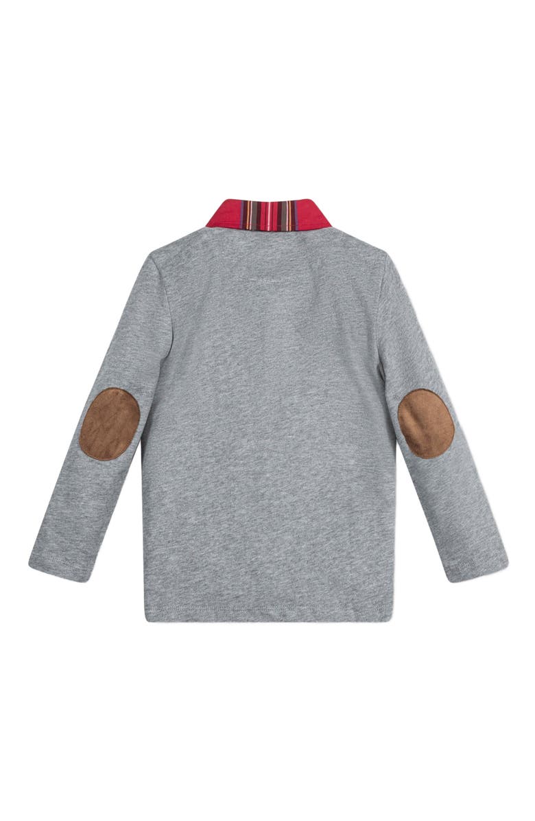 Hope & Henry Boys' Long Sleeve Polo Shirt, Kids, Alternate, color, Gray Heather Red Tartan