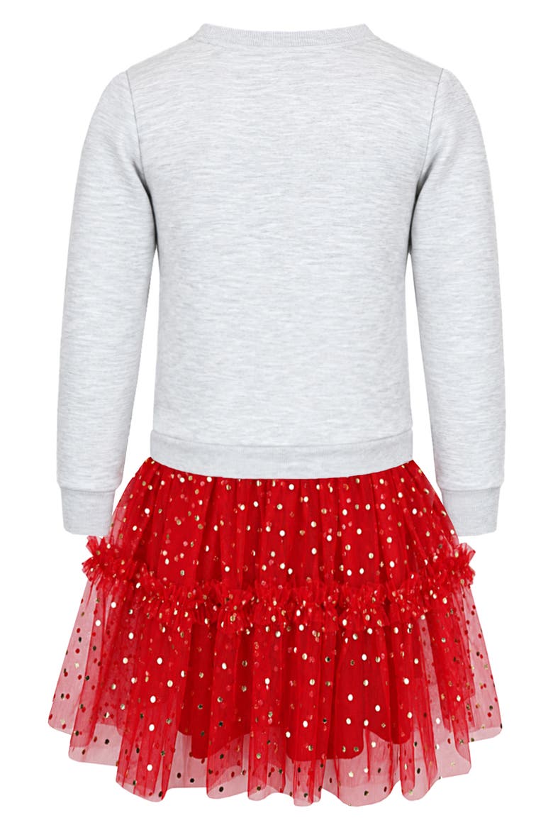 Kids' Holly Jolly Twofer Dress, Main, color, HEATHER GREY/ RED